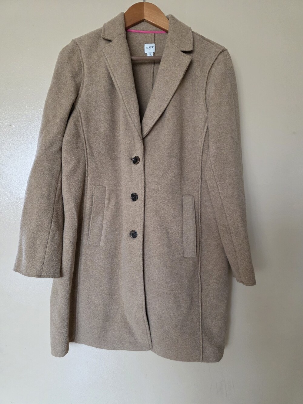 JCrew Camel Boiled Wool Blend Topcoat 12 Old Money Quiet Luxury Capsule Wardrobe - Picture 2 of 14